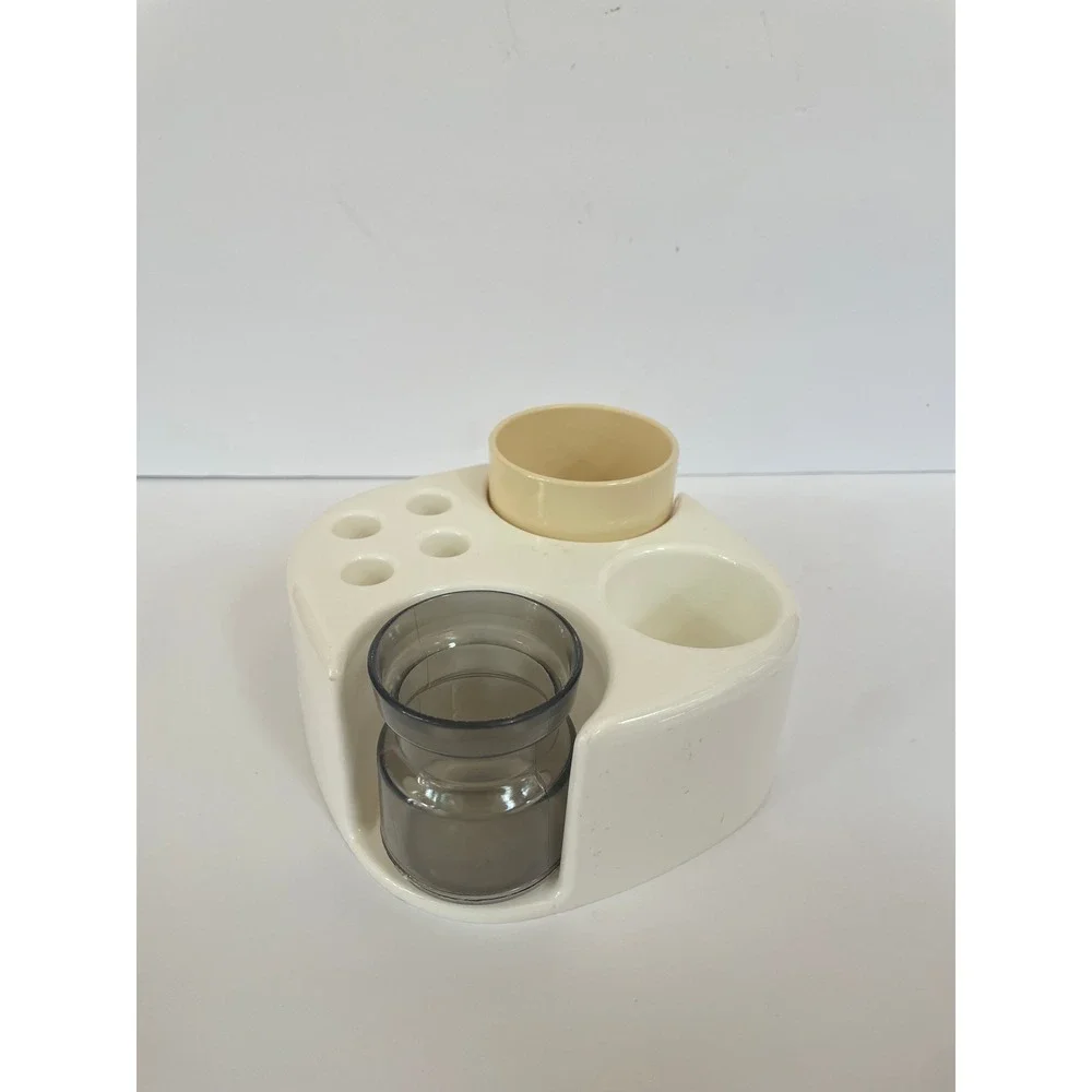 Vintage 1970s Cream Space Age Plastic Vanity Organizer, Art Caddy, Makeup Caddy‎